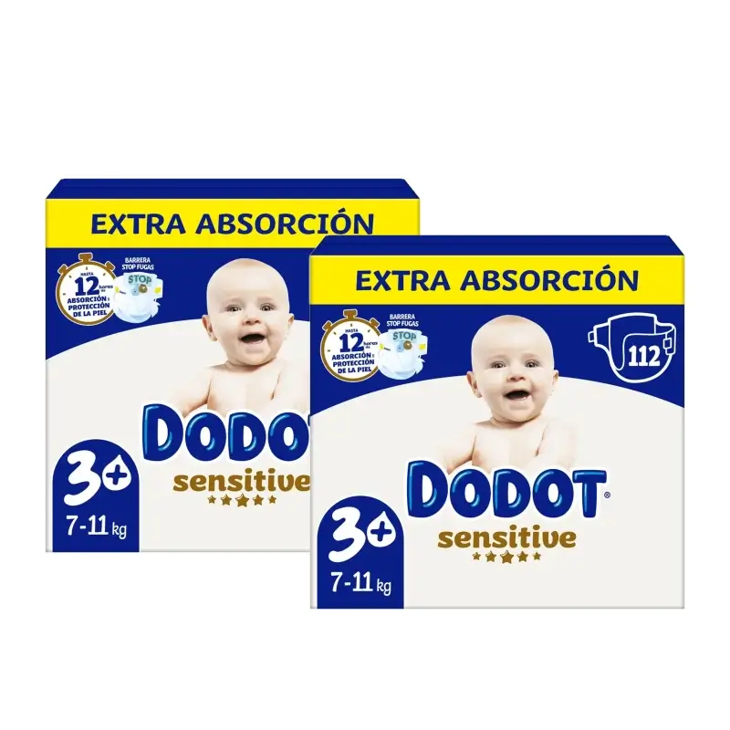 Dodot Sensitive Extra-Box Talla 3+ Pañales, Pack 2x112