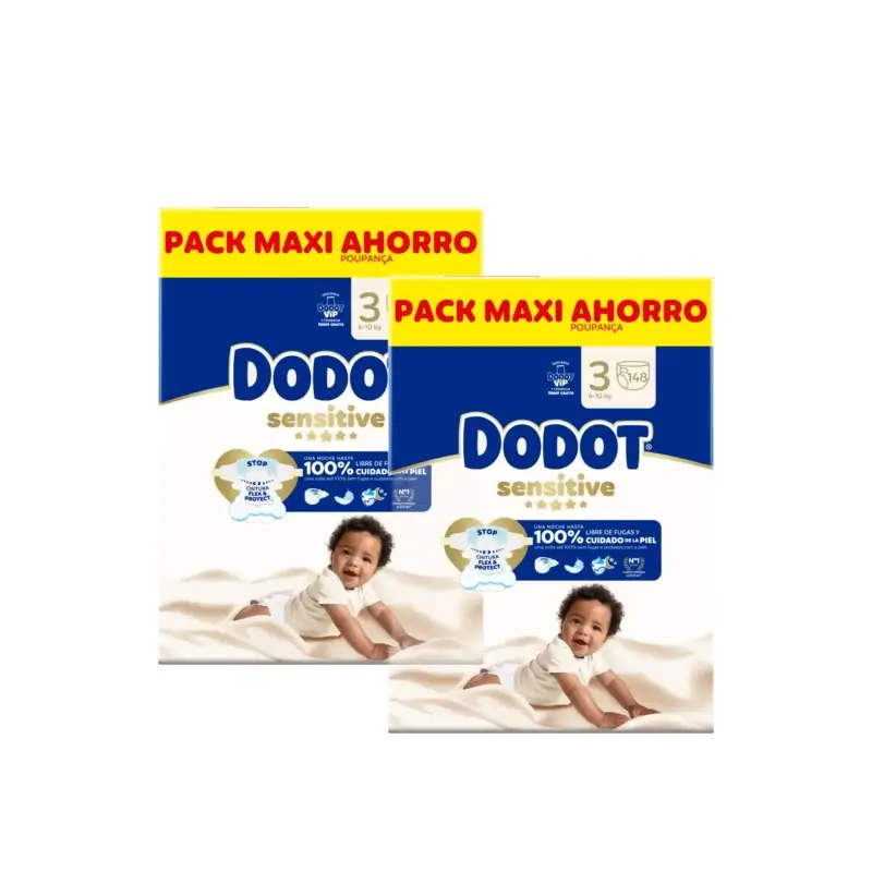 Dodot Sensitive Talla 3 Pañales 6-10 kg, Pack 2x148
