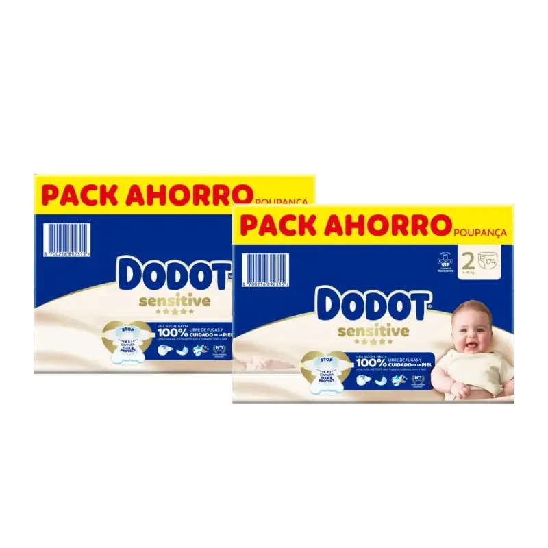Dodot Sensitive Talla 2 Pañales 4-8 kg, Pack 2x174