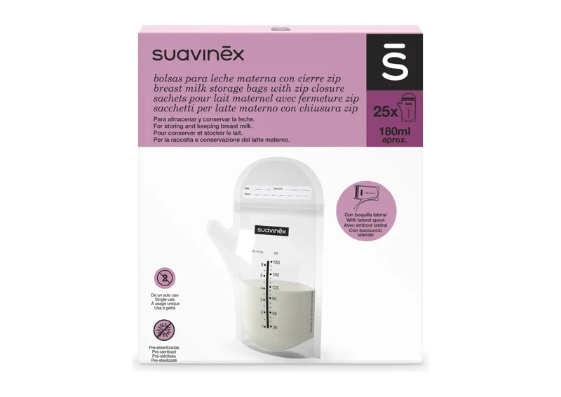Bolsas de Almacenamiento Para Leche Materna Suavinex - 25 Unidades
