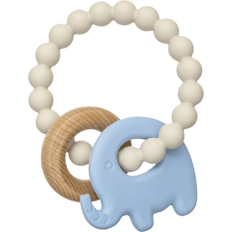 Mordillo Elefante Bambu y Silicona BUBA - Celeste