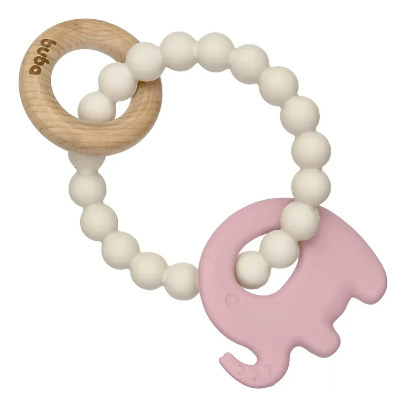 Mordillo Elefante Bambu y Silicona BUBA - Rosa