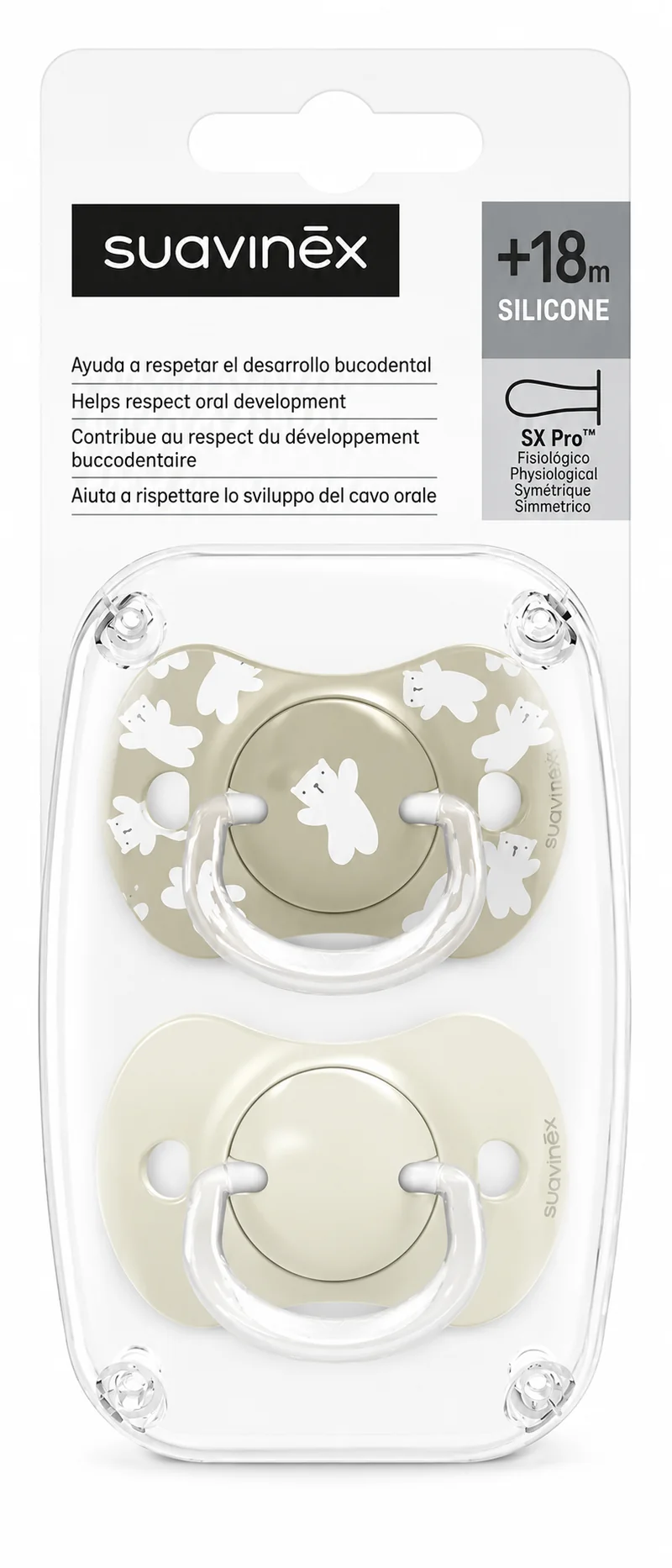 Set x2 Chupete SX Pro 6-18M Beige Oso - Suavinex