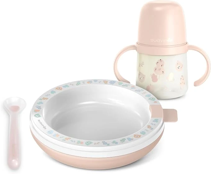 Set Vajilla con Plato Térmico Rosa Suavinex