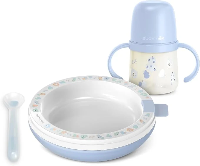 Set Vajilla con Plato Térmico Azul Suavinex
