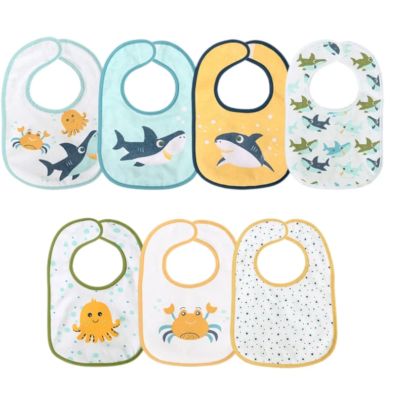 Set 7 Baberos Impermeables Con Velcro Lorelli - Fondo del Mar