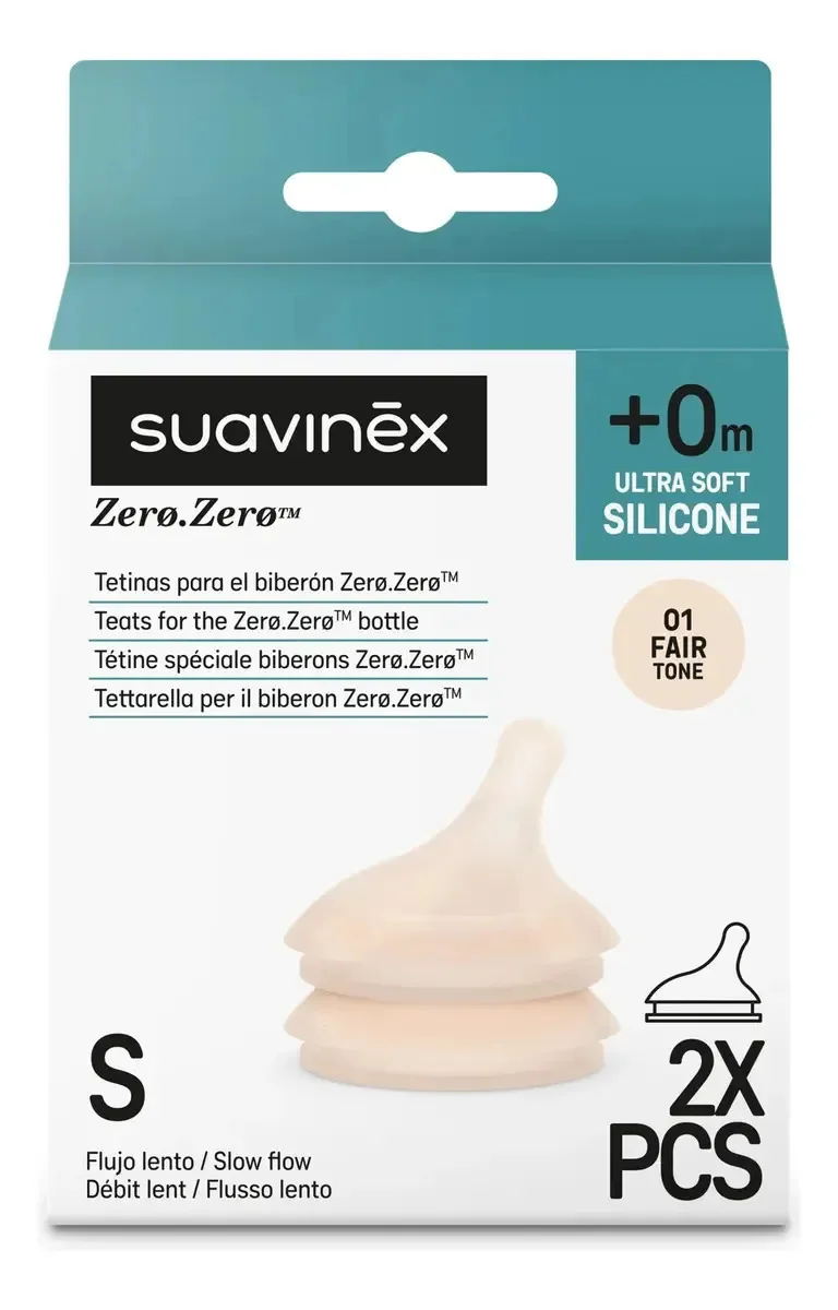 Set x 2 Tetinas Zero Suavinex - Talle 0+ meses Flujo S