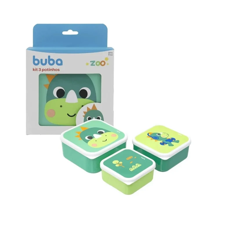 Set x3 Tupper Dino Bubazoo - Verde