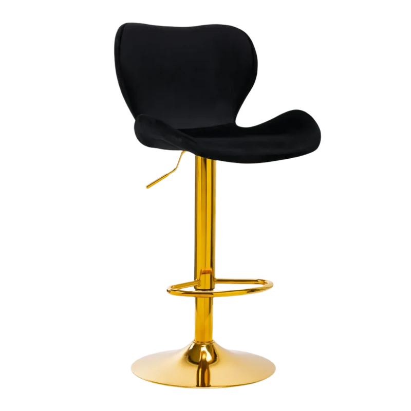 Taburete alto ajustable terciopelo con base dorada