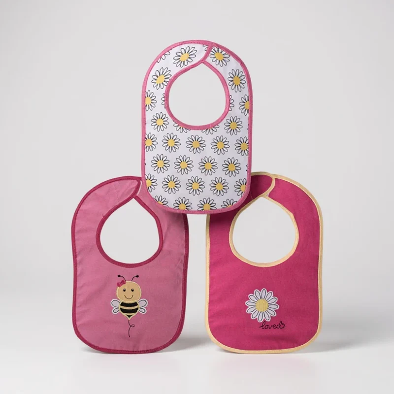Set 3 Baberos con Velcro Impermeables Rosado