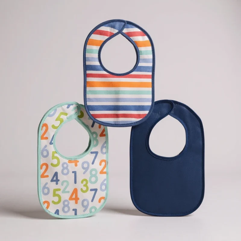 Set 3 Baberos con Velcro Impermeables Azul