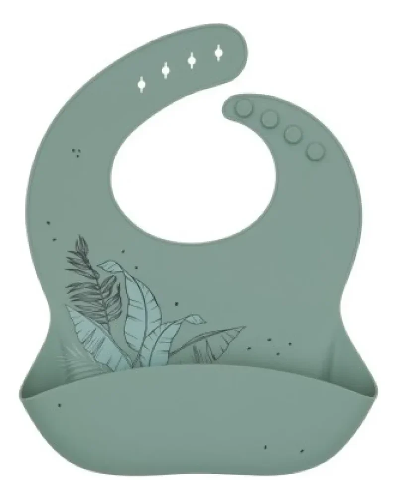 Babero de Silicona KikkaBoo Flores - Verde