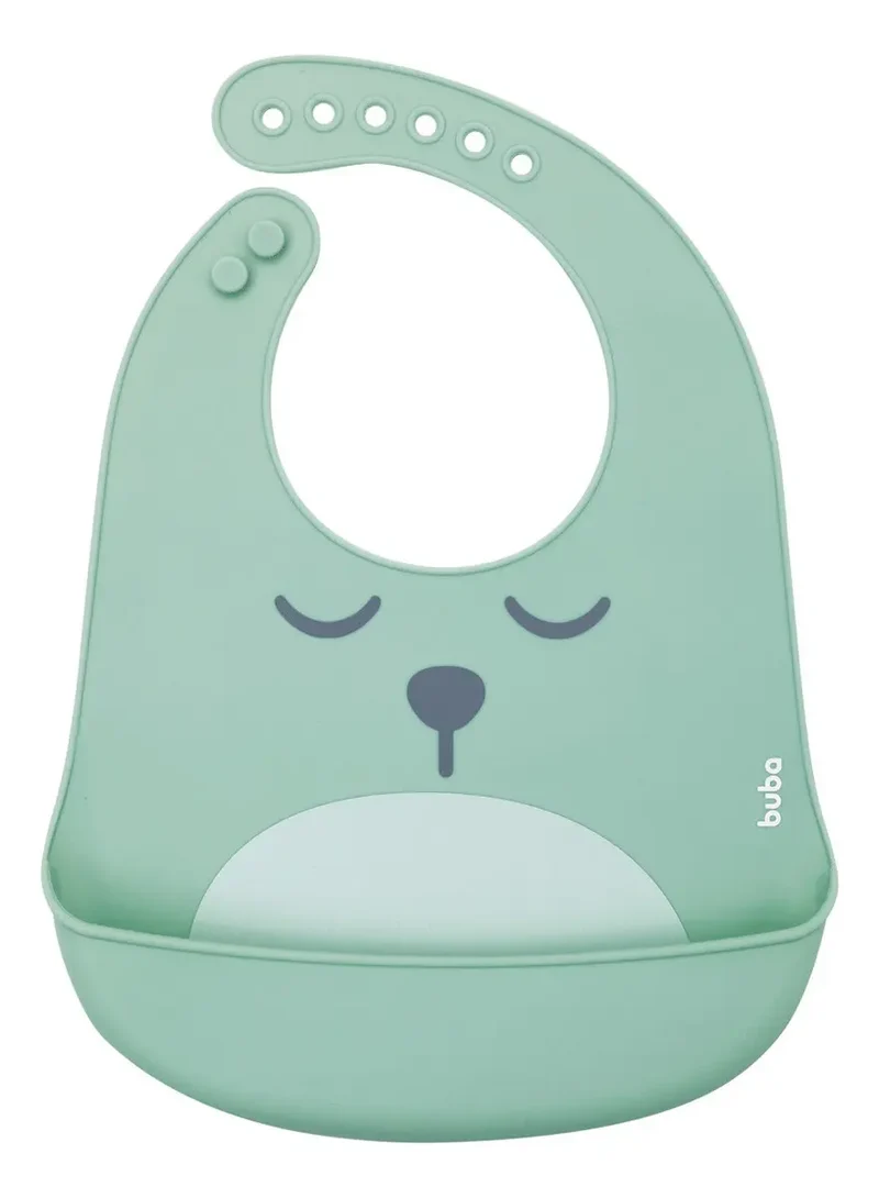 Babero De Silicona Oso Buba - Verde
