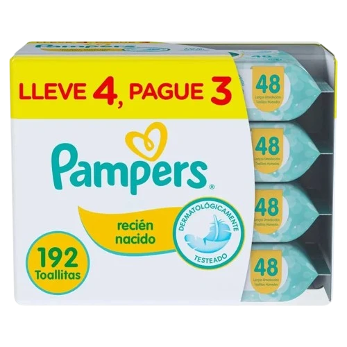 PAMPERS TOALLAS HUMEDAS RECIEN NACIDO x192unid