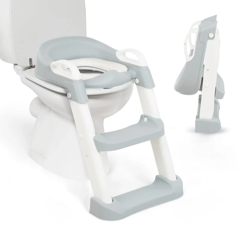 Reductor de Inodoro con Escalera KIKKABOO - Gris