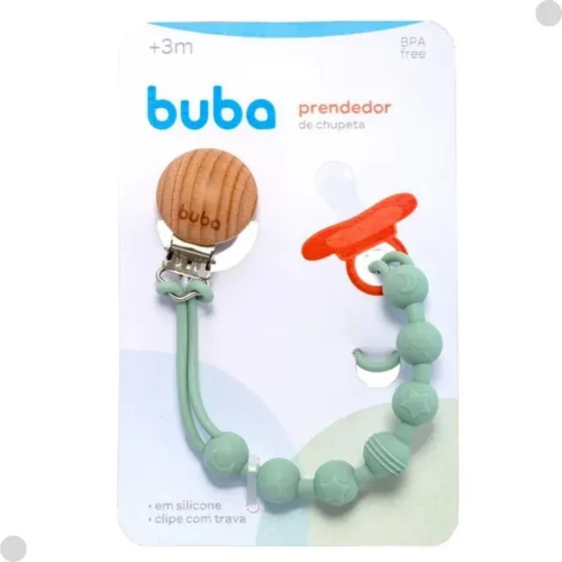 Prendedor de Chupete Bambú Silicona BUBA - Verde