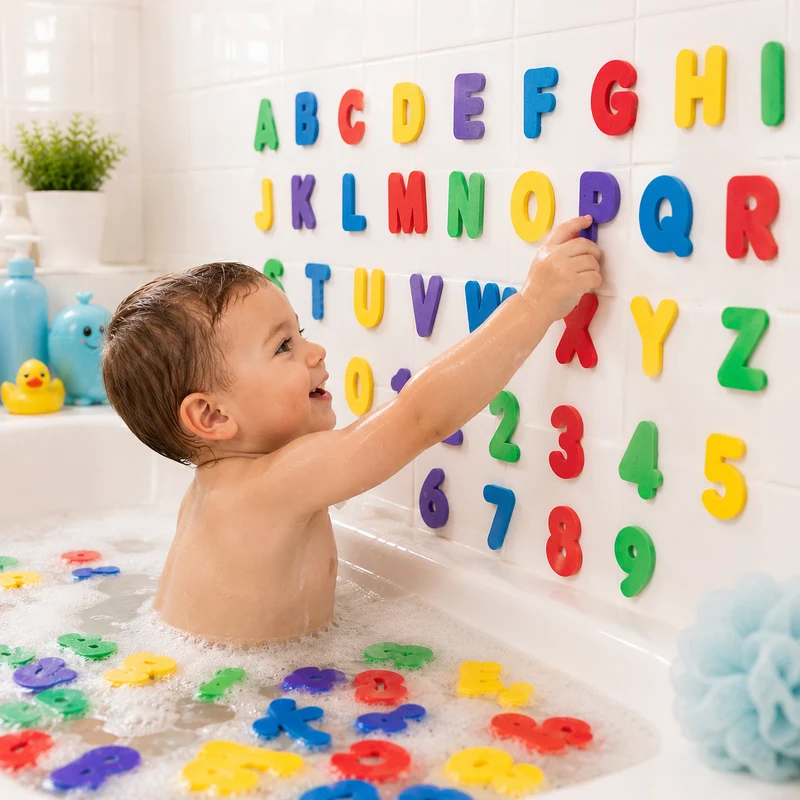 Letras y Números para Baño BUBA Splash | Se Pegan con Agua | Juego Educativo