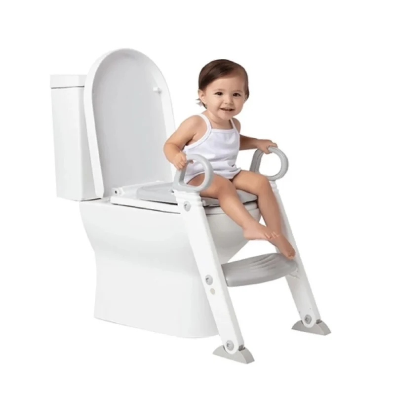 Asiento Reductor De Inodoro Infantil Con Escalera Buba - Gris