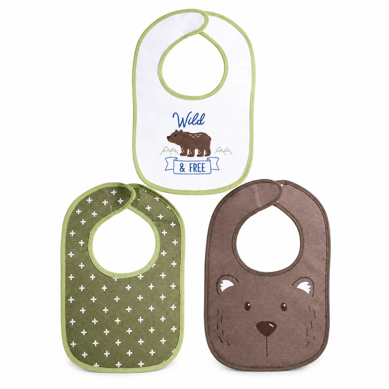 Set 3 Baberos con Velcro Impermeables Verde