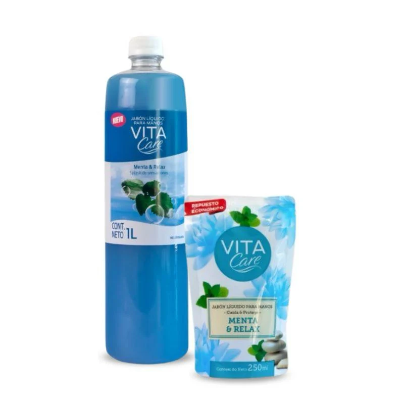 Jabón Líquido Para Manos Vita Care Menta & Relax 1lt + Repuesto