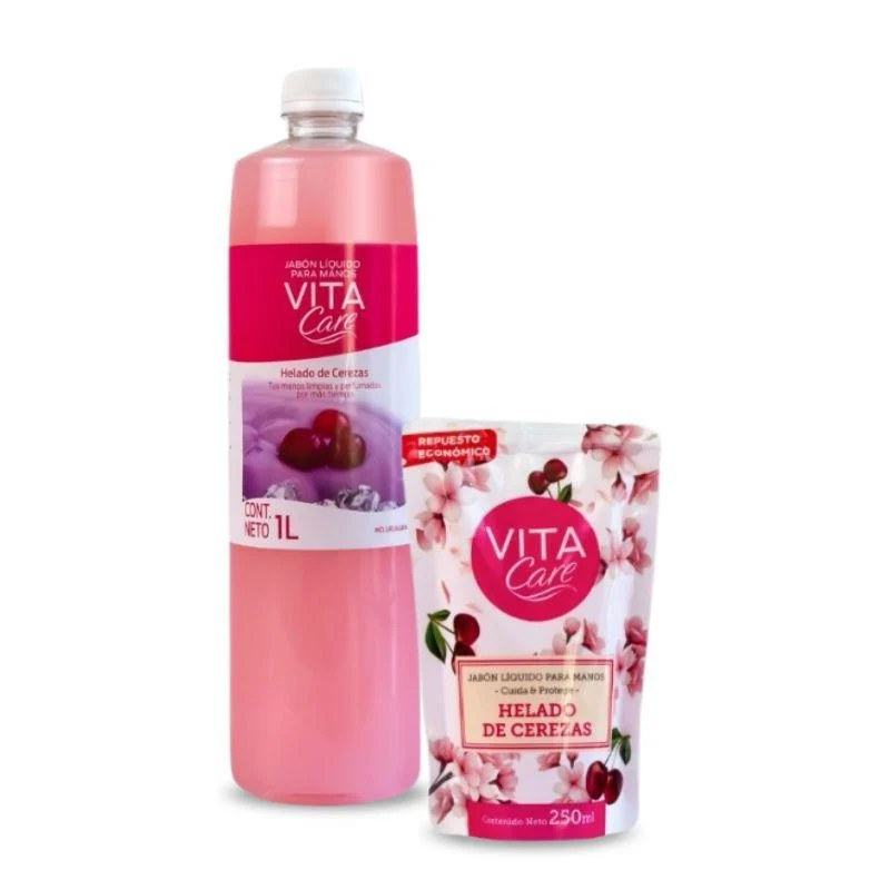 Jabón Líquido Para Manos Vita Care Helado De Cereza 1lt + Repuesto