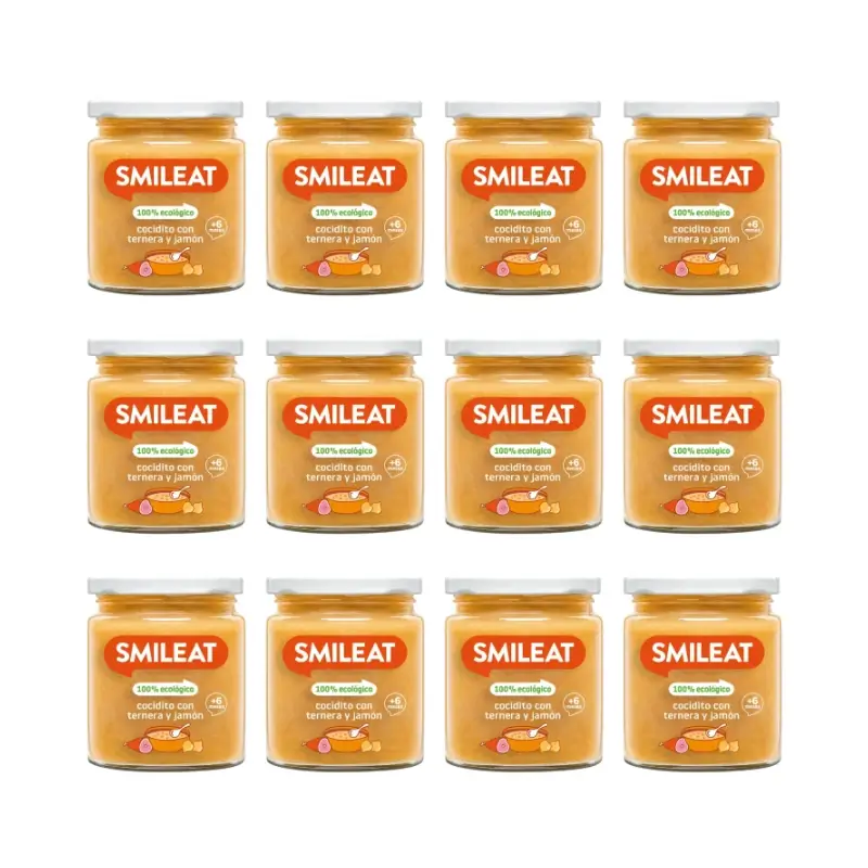 Smileat Tarrito Cocidito con Ternera y Jamón 230 g, pack 12