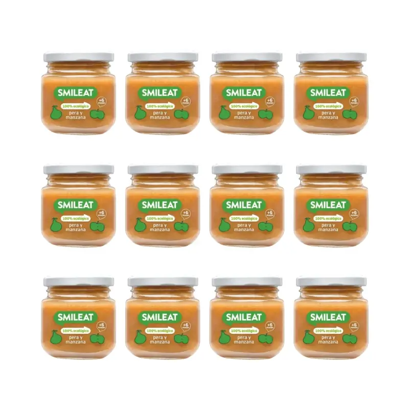 Smileat Tarrito Pera y Manzana 130 g, pack 12