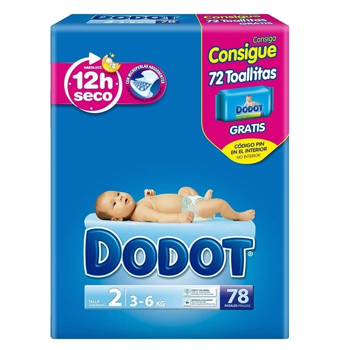 Pañal Dodot T/2 3-6 Kg 78 Unidades