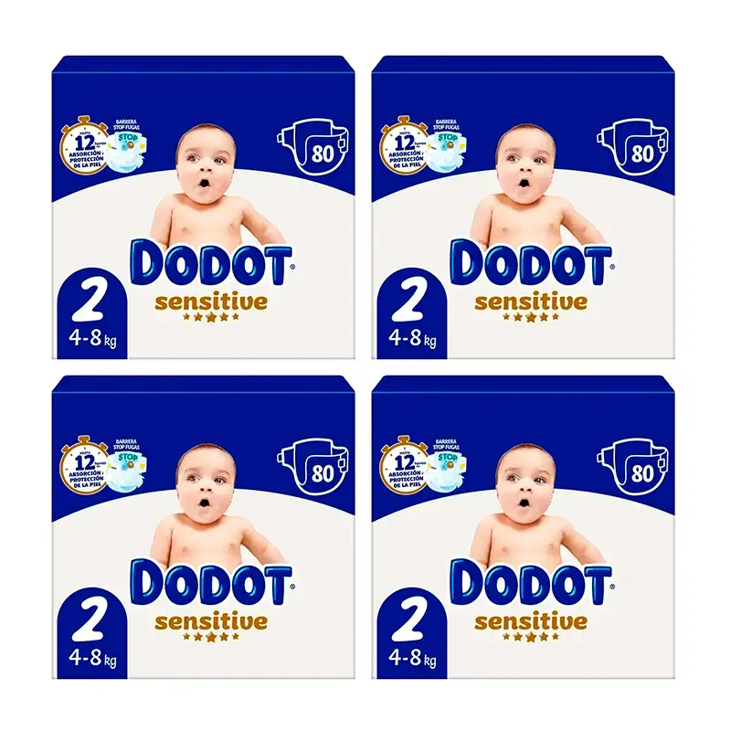 Dodot Sensitive Talla 2 Box, 4 x 80 Pañales