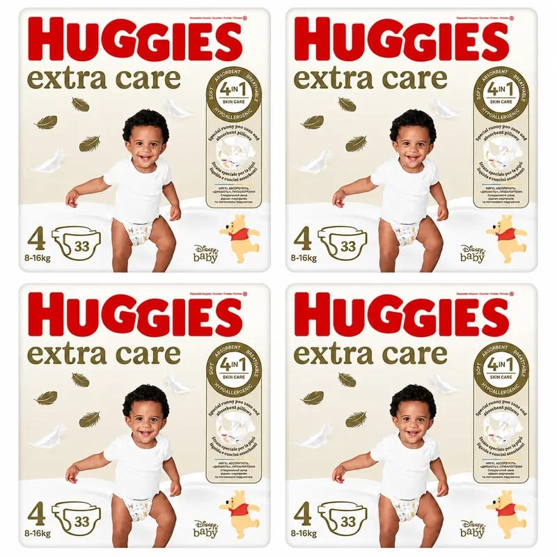 Huggies Extra Care Size 4 (8-16 Kg) Disney Baby Diaper, 33 pcs., pack 4