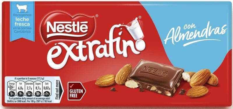 Nestle Chocolate Extrafino Almendra 123 Gr