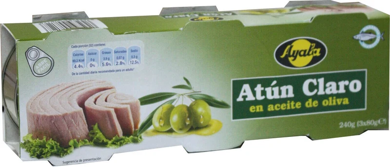 Ayala Atún Claro en Aceite de Oliva 3X52G - Calidad y Sabor Incomparable