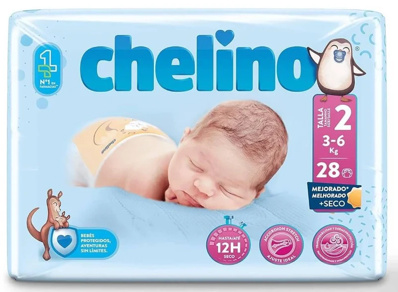 Chelino Pañales Infantiles Talla 2 (3-6 kg) Pack 168 Pañales