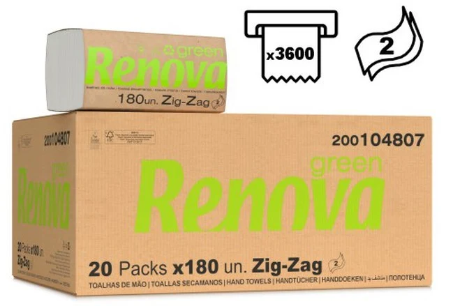 Renova Papel Secamanos Zig-Zag 3600 Unidades