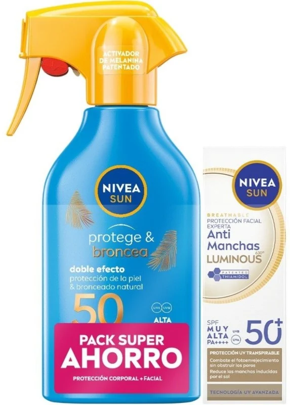 Nivea Sun Protege & Broncea y Anti-Manchas Luminous630 Pack Solar Corporal y Facial 250 ml + 50 ml
