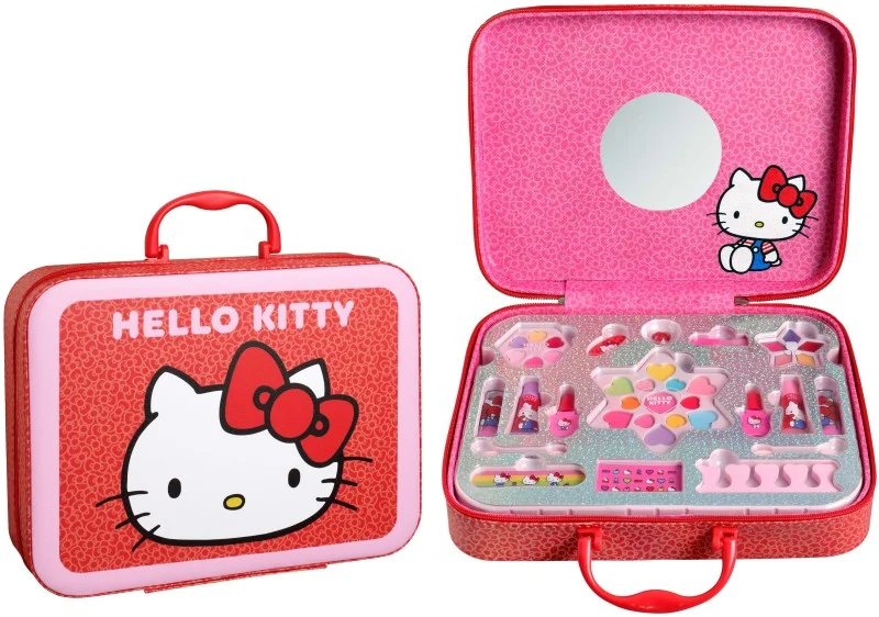 Hello Kitty Maletín Cuadrado Set de Maquillaje Infantil Completo