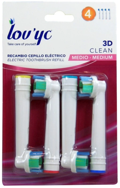 Lov'yc 3D Clean Recambios Cepillo Eléctrico 4 Unidades