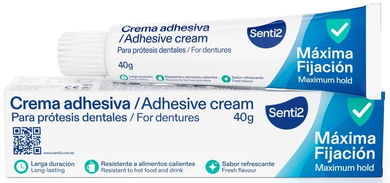 Senti2 Máxima Fijación Crema Adhesiva para Prótesis Dentales 40 g