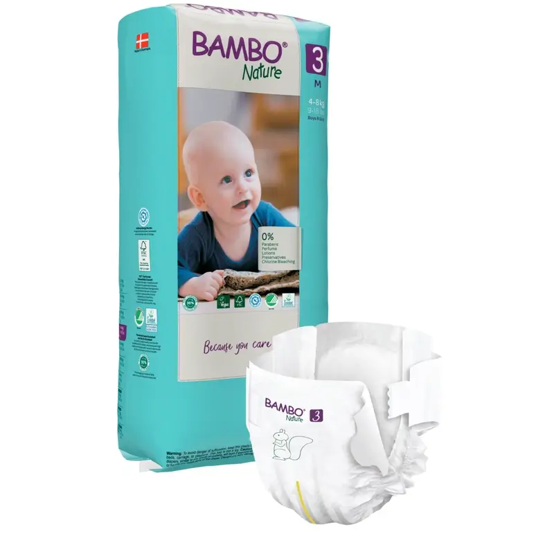 Bambo Nature Nappies Size 3 (4-8 Kg), 52 pcs.