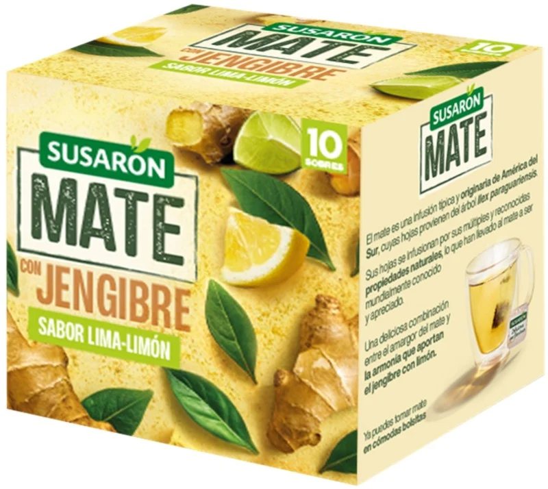 Susaron Mate con Jengibre Infusión Sabor Lima-Limón 10 Sobres