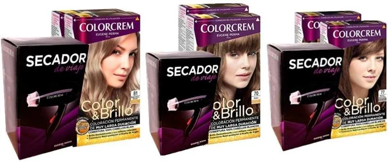 Colorcrem 6.43 Cobrizo Tinte de Pelo Pack de 2 unidades + Secador de viaje