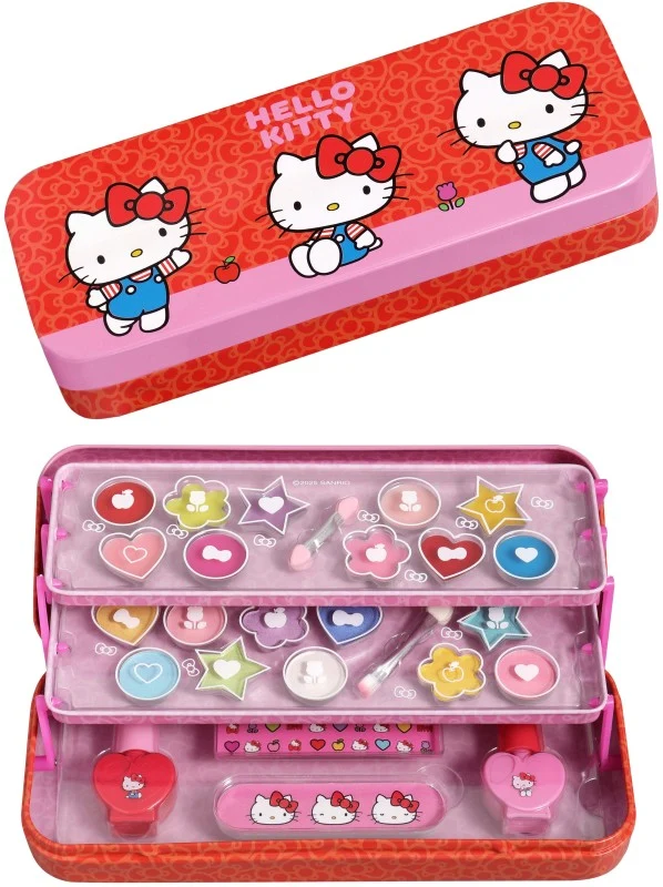 Hello Kitty Triple Maquillaje Estuche Metálico Infantil