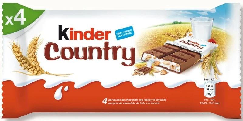Kinder Country Tabletas de Chocolate con Leche y Cereales 94 g