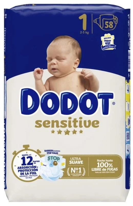 Dodot Sensitive Talla 1 Pañales para Recién Nacido 58 unidades