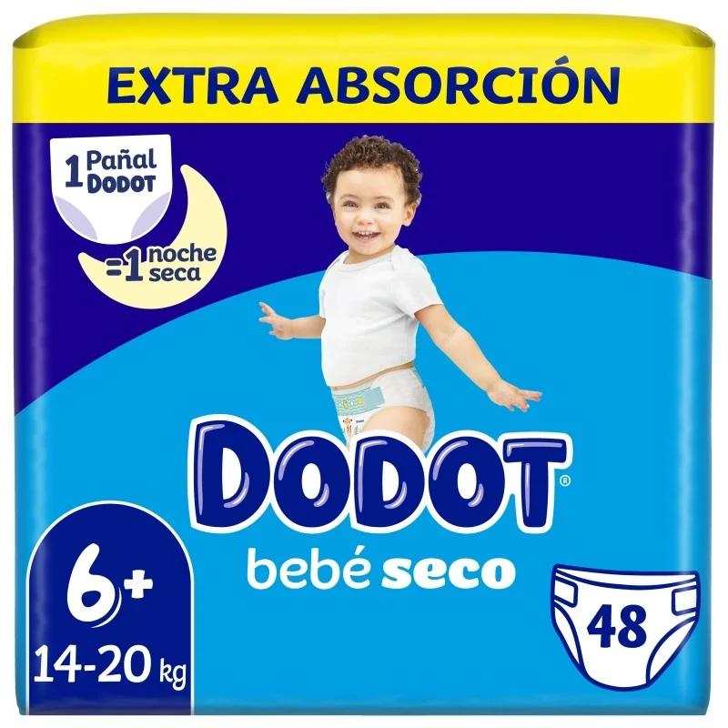 Dodot Bebé Seco Pañales Extra Absorción Talla 6+ 48 uds