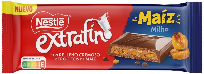 Nestlé Extrafino Maíz Chocolate con Leche con Relleno Cremoso y Trocitos de Maíz 84g