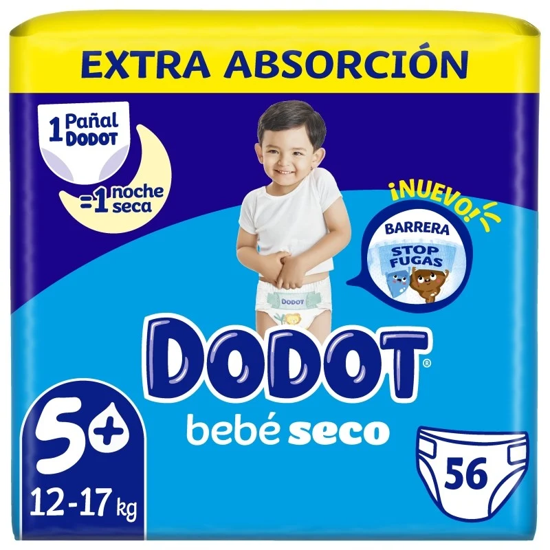 Dodot Bebé Seco Pañales Talla 5+ (12-17 kg) 56U