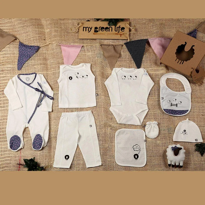 set recien nacido estampado