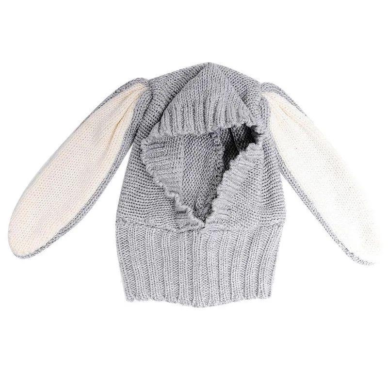 gorro orejas de conejo gris con blanco