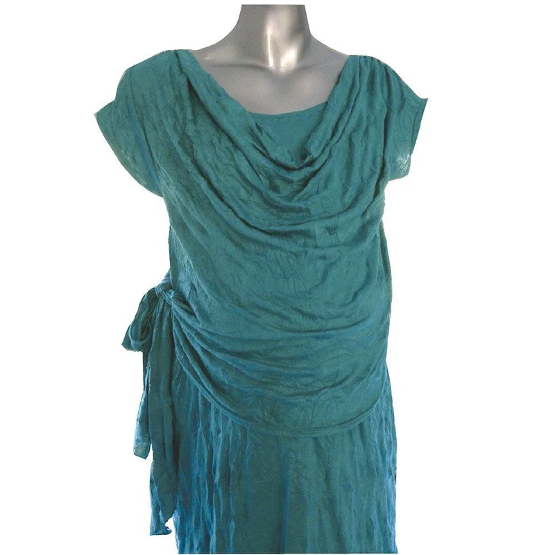 vestido pliegues marfil m